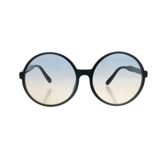 Black/Blue Oversized Retro Round Sunglasses - Picture 4 of 5